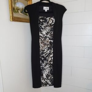 Joseph Ribkoff Snake Print Panel Sequins Ruched Stretch Lined Dress Size 8